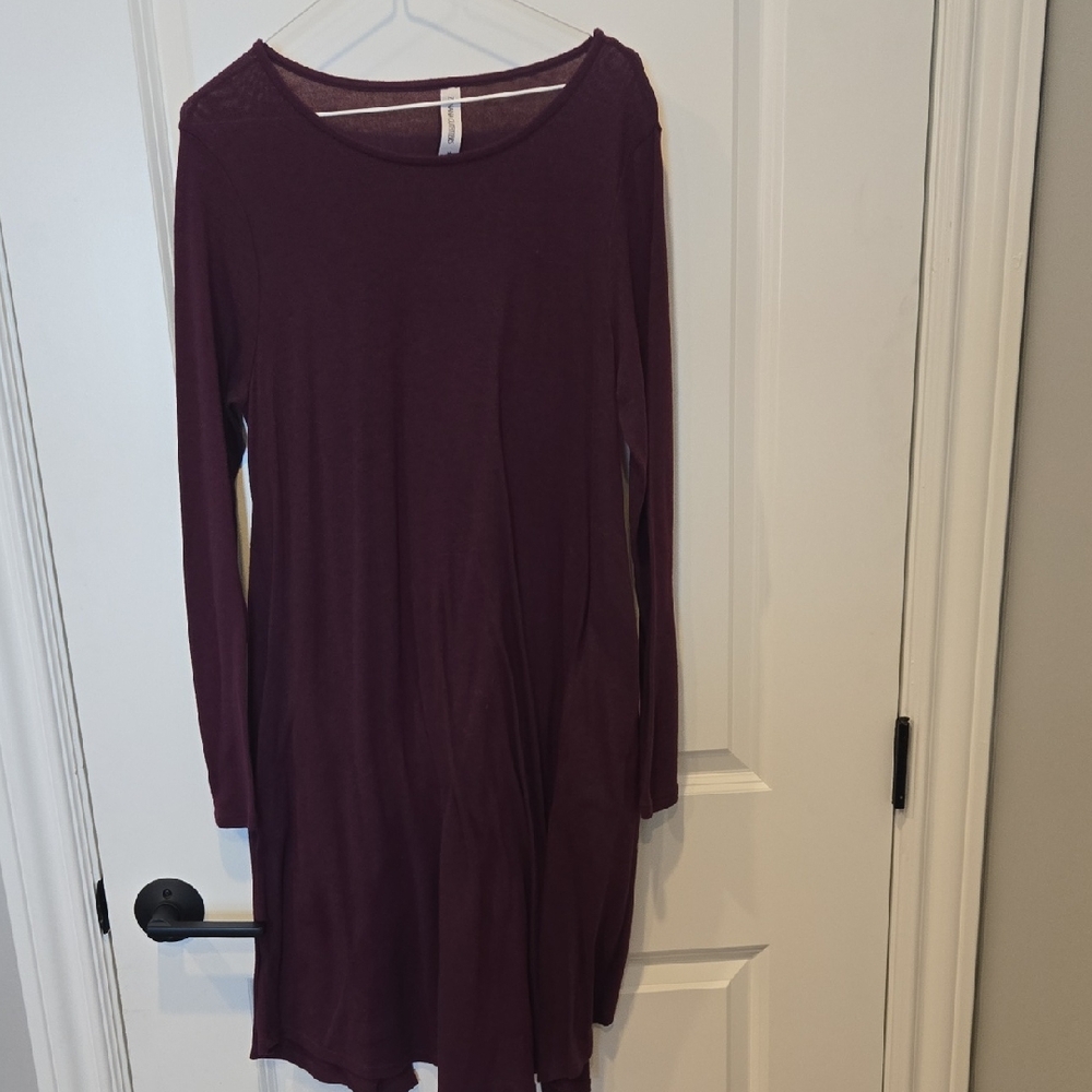 Zenana Outfitters Burgundy Long Sleeve Dress